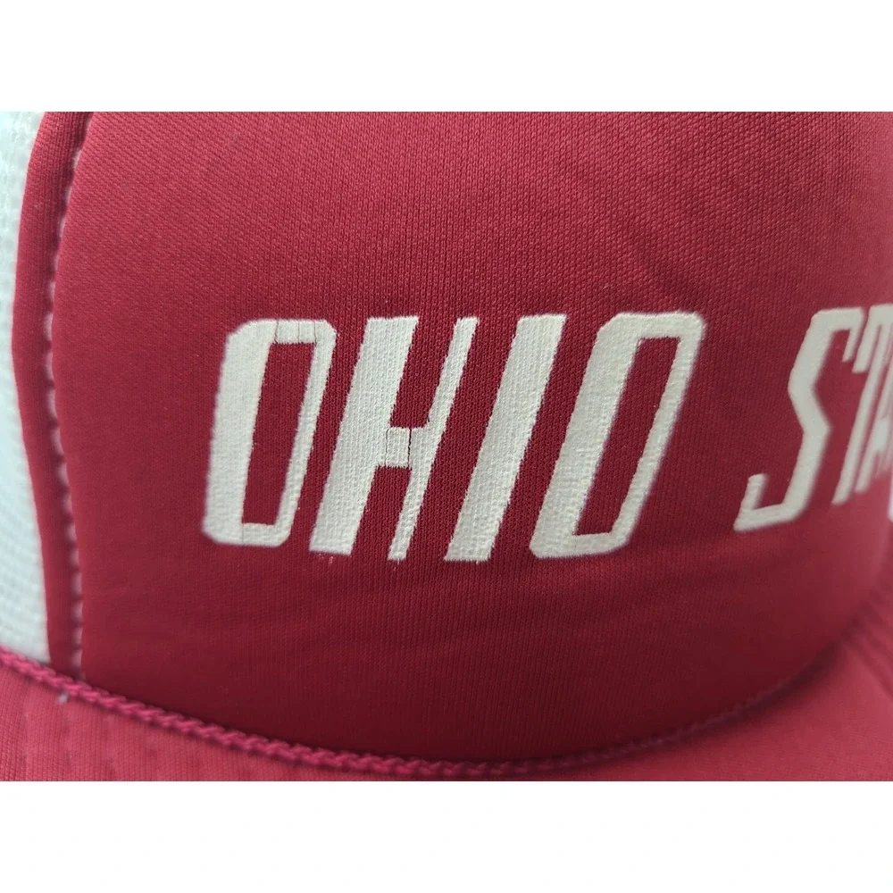 Vintage Ohio State University Buckeyes Mesh‎ Trucker Snapback Hat Cap NCAA Red